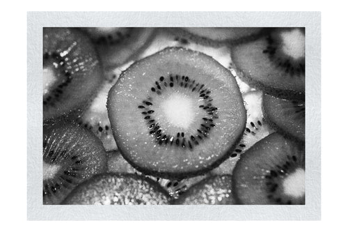 Emerald Mosaic: Kiwi in Detail - Monochrome Fine Art Print - Food Art Category