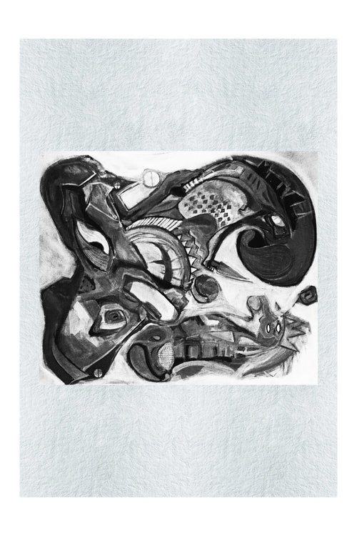 The Harlequin and the Dead Dragon - LEDESMA Artwork - Monochrome Fine Art Print - Abstract Category