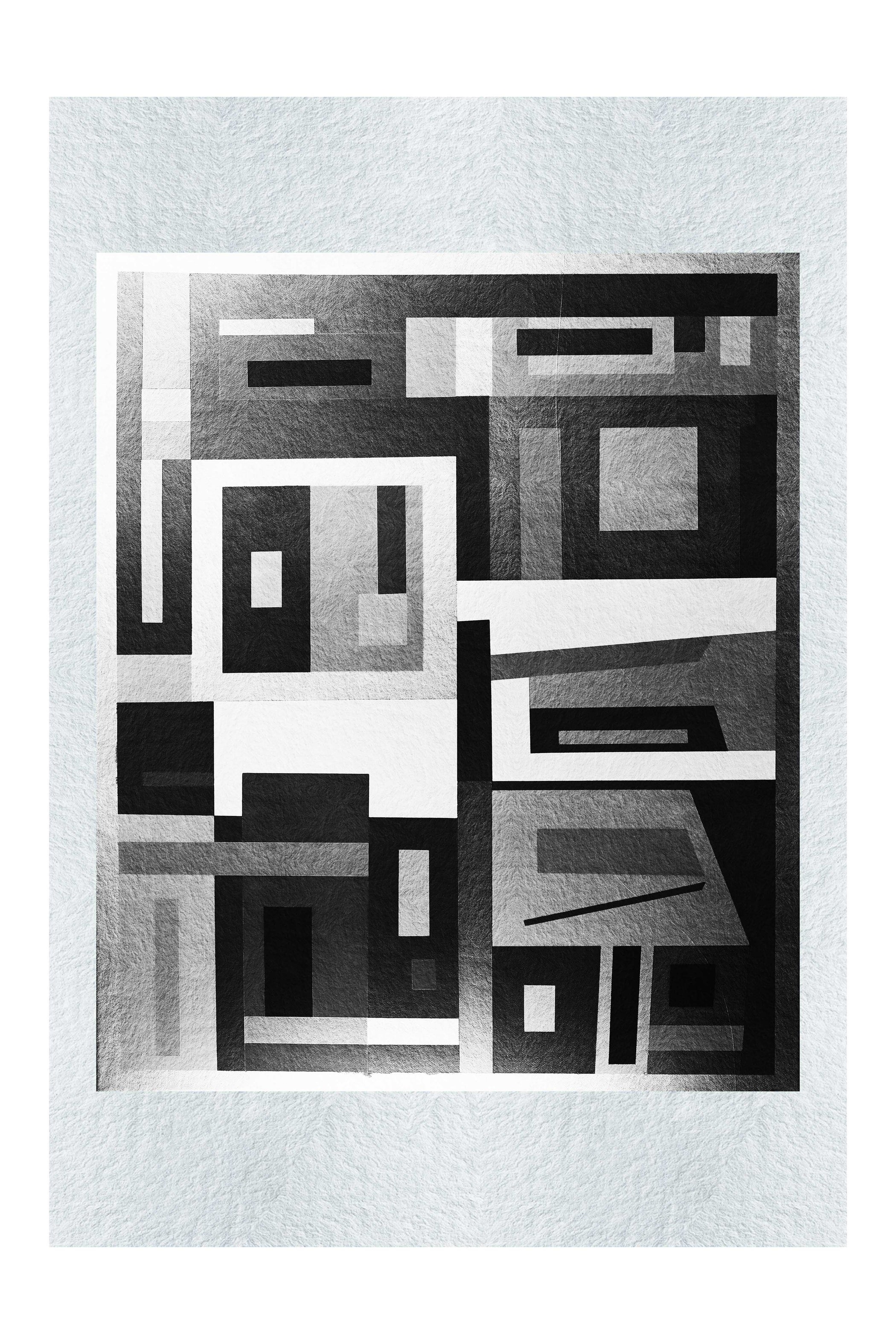 Modern Village: A Personal Geometry - LEDESMA Artwork - Monochrome Fine Art Print - Abstract Category
