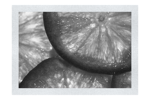 Citrus Sunburst: Orange Slice Symphony - Monochrome Fine Art Print - Food Art Category