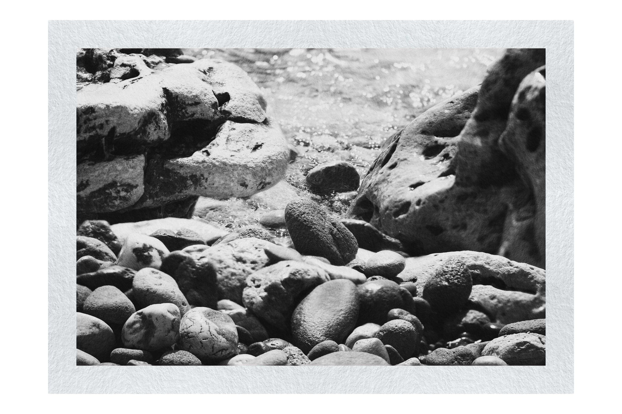 Wave On Pebbles - Monochrome Fine Art Print - Rare Edition Category