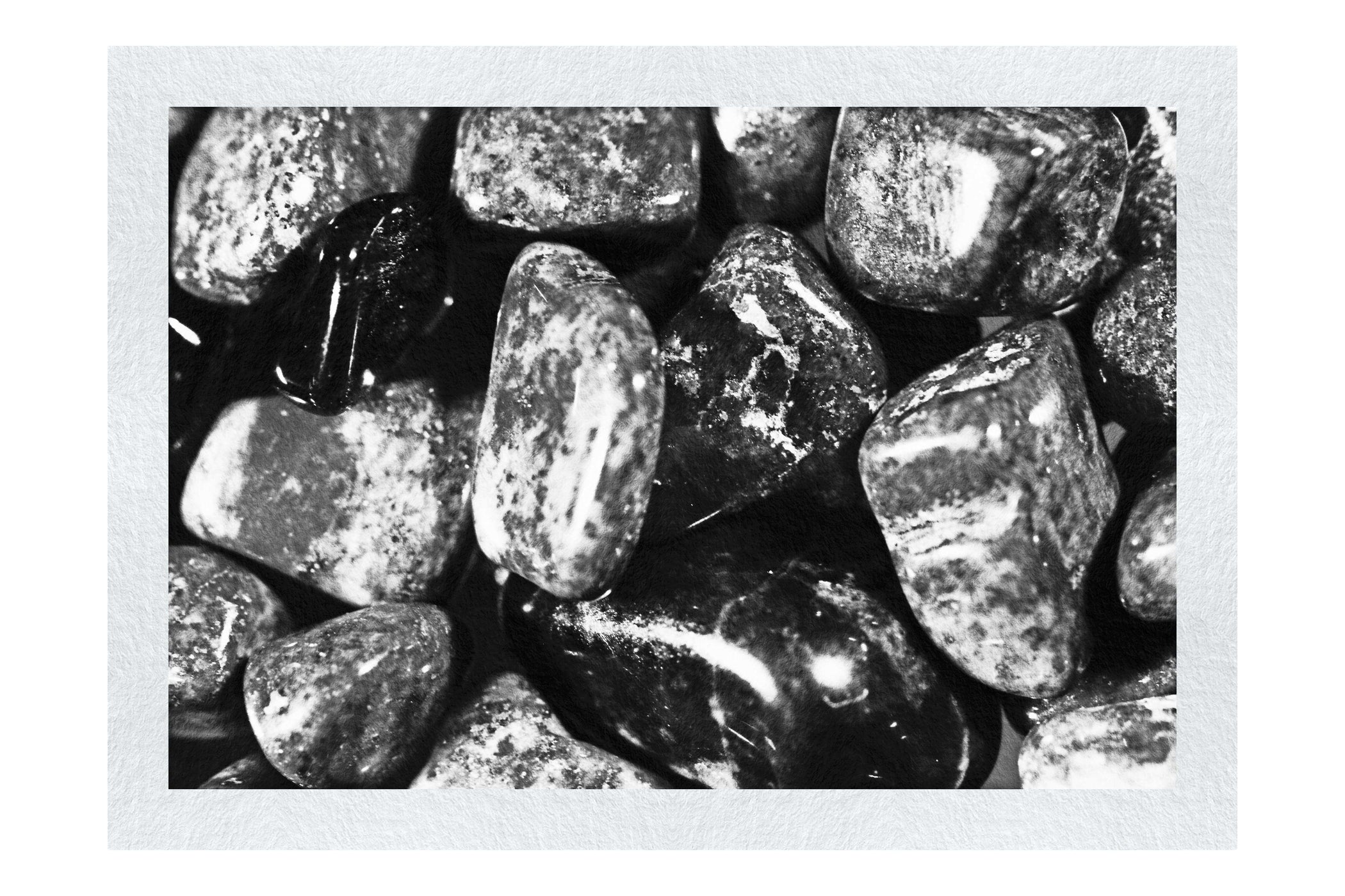 Ocean's Heart: Lapis Lazuli Gems - Monochrome Fine Art Print - Creative Category