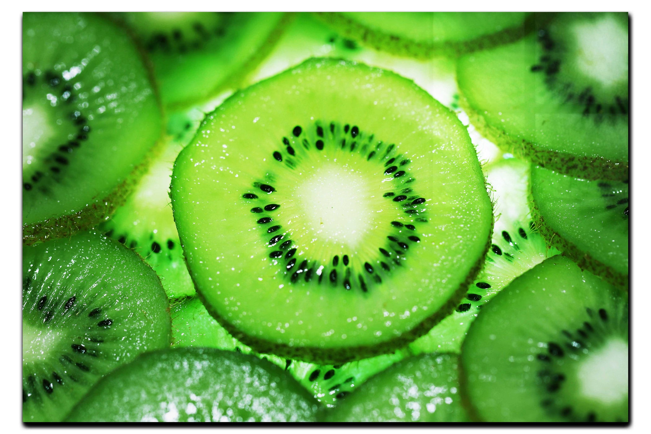 Emerald Mosaic: Kiwi in Detail - Acrylic Print - Food Art Category