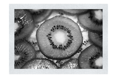 Emerald Mosaic: Kiwi in Detail - Monochrome Fine Art Print - Food Art Category