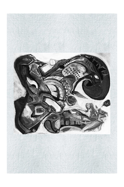 The Harlequin and the Dead Dragon - LEDESMA Artwork - Monochrome Fine Art Print - Abstract Category