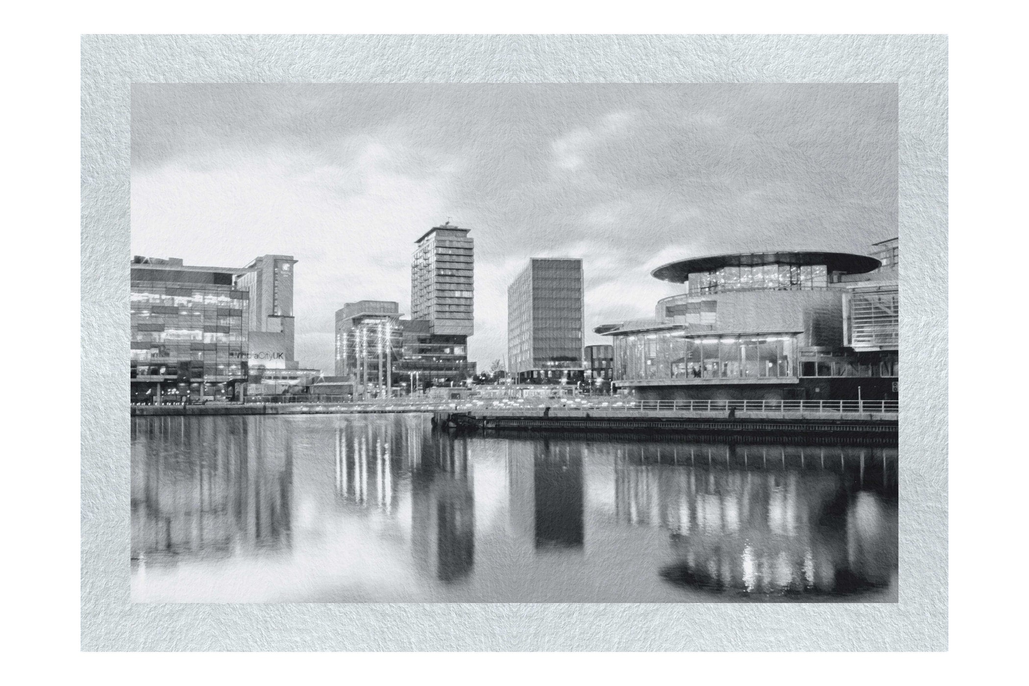 Media City Twilight - Monochrome Fine Art Print - Rare Edition Category