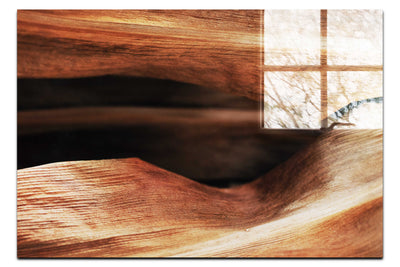 Grain and Shadow: A Leaf's Hidden Landscape - Acrylic Print - Abstract Category