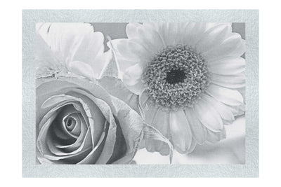 Radiant Blooms: Rose and Gerbera Harmony - Monochrome Fine Art Print - Flowers & Plants Category
