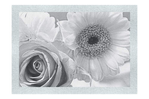 Radiant Blooms: Rose and Gerbera Harmony - Monochrome Fine Art Print - Flowers & Plants Category